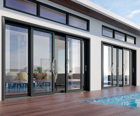 درب کشویی آلومینیومی شیشه شفاف گرم شده