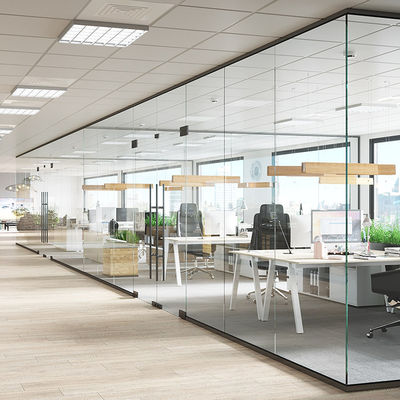 صوتی ضد سر و صدا دفتر شیشه ای دیوار پارتیشن پودر پوشانده آلومینیوم پروفایل با درب