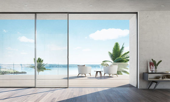 بالکن درب کشویی آلومینیومی سازگار با محیط زیست با استفاده از درب کشویی باریک 4 آلومینیوم