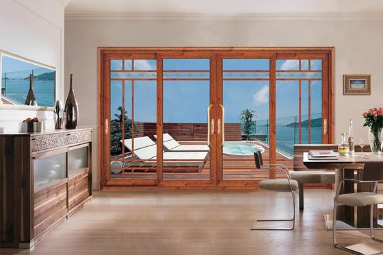 درب کشویی دو شیشه آلومینیوم مقاومت در برابر طوفان درب شیشه ای چند کشویی