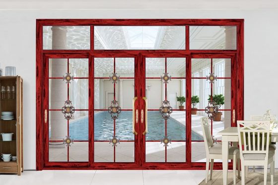 درب کشویی دو شیشه آلومینیوم مقاومت در برابر طوفان درب شیشه ای چند کشویی