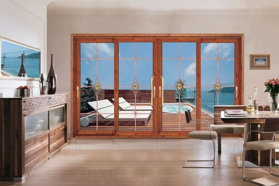 مقاومت در برابر طوفان 2mm ضخامت آلومینیوم درب های کشویی با شیشه گرم