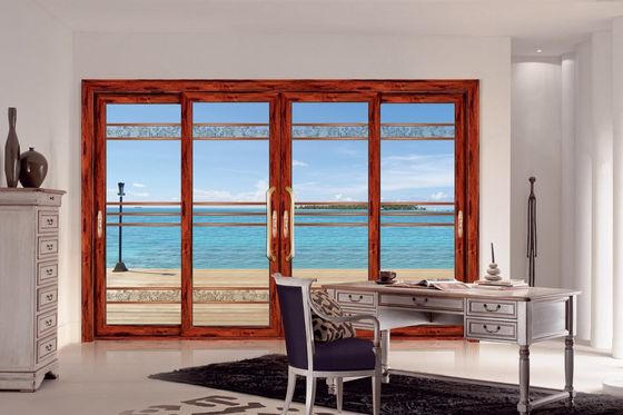 مقاومت در برابر طوفان 2mm ضخامت آلومینیوم درب های کشویی با شیشه گرم