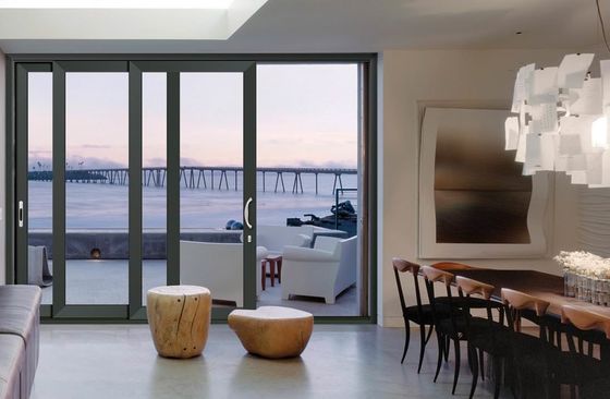 بسته بندی شیشه ای بزرگ کشویی درب های حیاط پودر پوشانده قاب آلومینیومی