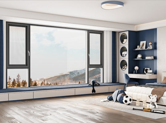 پنجره باز آلومينيومي با شيشه عایق و شيشه لايه دار