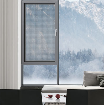 پنجره ی چرخ دار آلومینیومی خاکستری با تهویه بالا پنجره های باز به بیرون