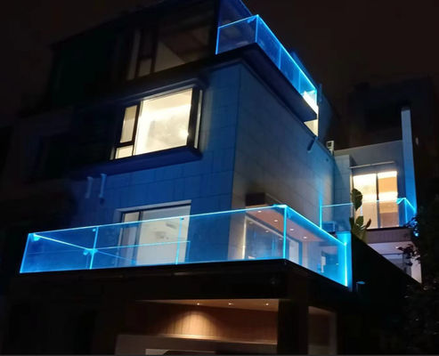 آلومينيوم خارجي U Channel Glass Railing سبک وزن با چراغ LED