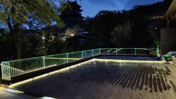 U Channel Aluminum Glass Balustrade با چراغ LED برای بالکن های بیرونی