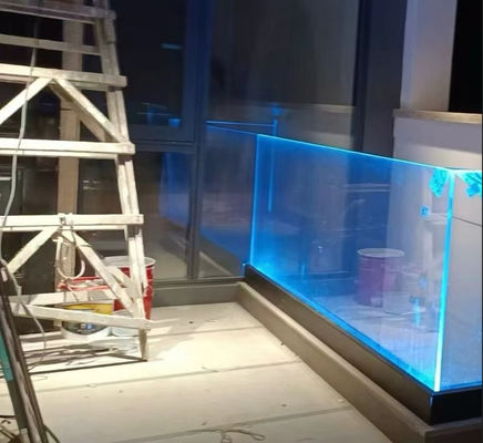 U Channel Aluminum Glass Balustrade با چراغ LED برای بالکن های بیرونی