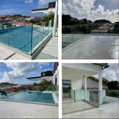 رنگارنگ LED Light U Channel Glass Railing با شیشه لایه دار 8-16mm و بیش از 5 سال گارانتی