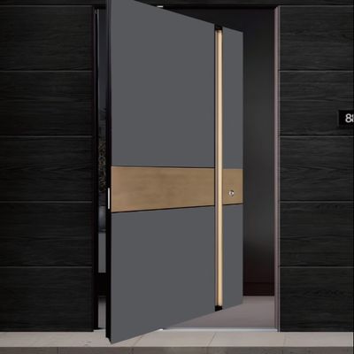 درب ورودی منحنی آلومینیوم آلیاژ سفارشی درب چرخش شیشه ای سنگین