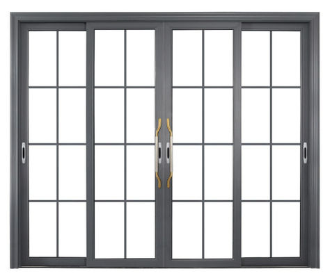 درب شیشه ای کشویی سیاه و سفید بزرگ قفل شده داخلی مدرن درهای شیشه ای دوتایی سفارشی