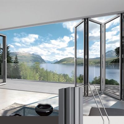 مکانیسم قفل امن درب های شیشه ای تاشو آلومینیومی نقره ای / سفید / سیاه / سفارشی برای موسسات آموزشی