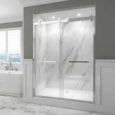 درب کشویی حمام ضد آب و عایق در قاب فولاد ضد زنگ با شیشه