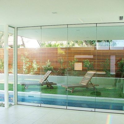 درب شیشه ای تاشو دو جداره بدون قاب، درب پاسیوی شیشه ای جمع شونده