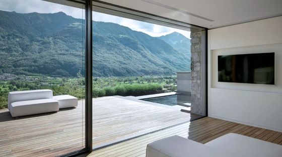 درب کشویی آلومینیوم مدرن ساده با سخت افزار فولاد ضد زنگ و قاب تقویت شده