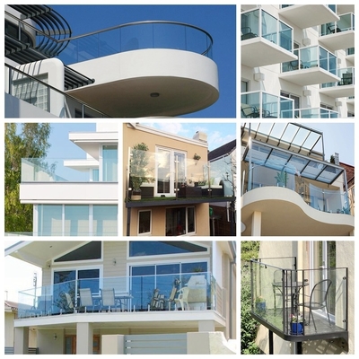 پوشش مشکی سفارشی بدون قاب U Channel Glass Railing 12mm Balustrade شیشه سخت شده