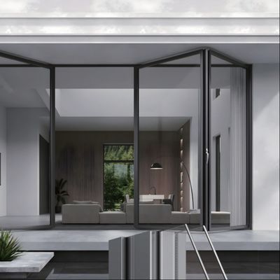 مکانیسم قفل امن درب های شیشه ای تاشو آلومینیومی نقره ای / سفید / سیاه / سفارشی برای موسسات آموزشی