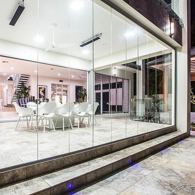 درب شیشه ای تاشو دو جداره بدون قاب، درب پاسیوی شیشه ای جمع شونده