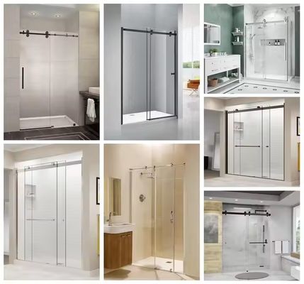 کابین دوش مدرن با قاب طلایی با لوازم جانبی سخت افزاری قابل تنظیم و درب شیشه ای سکوریت با دستگیره حمام